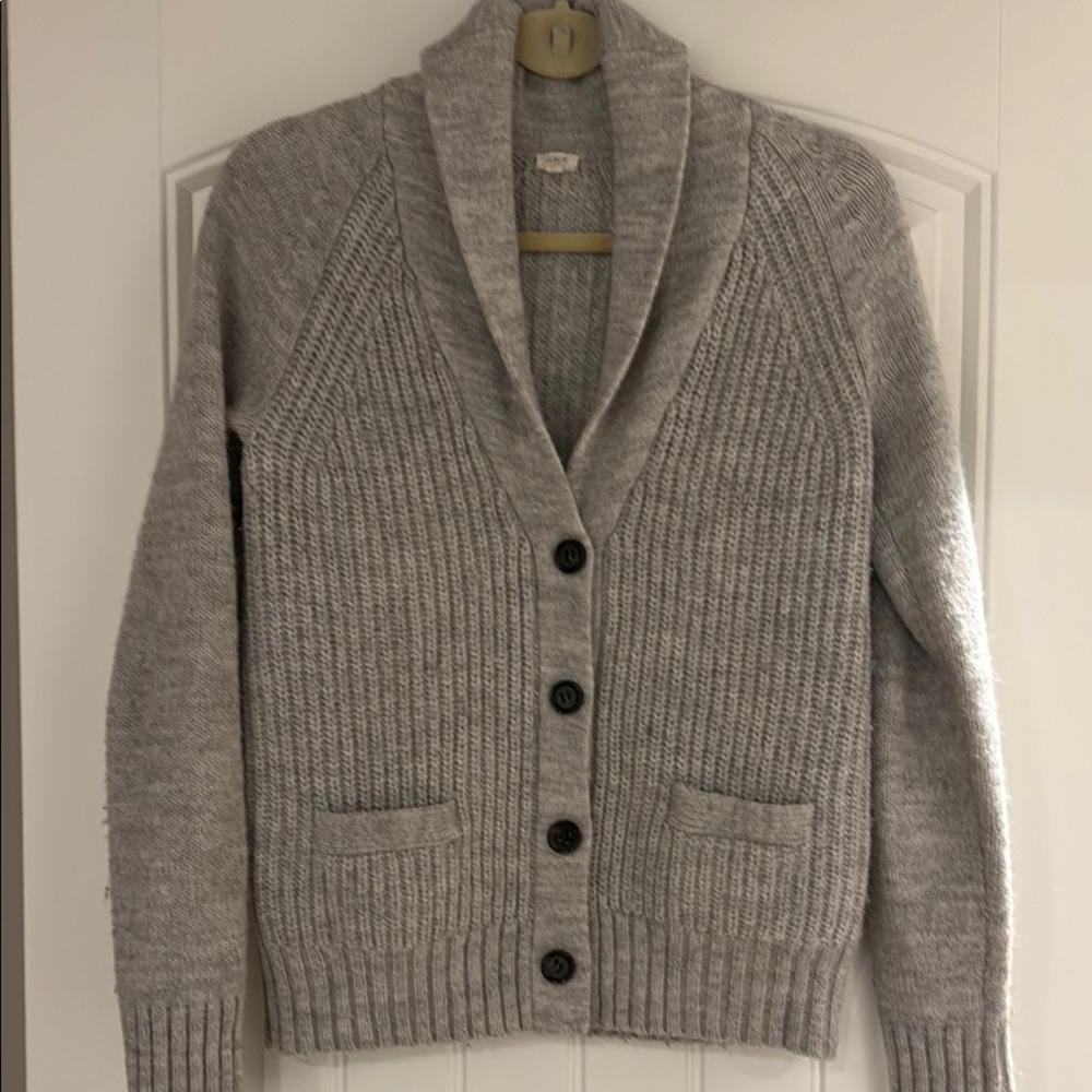 J. CREW COZY GREY CARDIGAN  Sweater with POCKETS